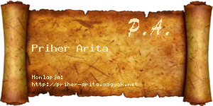 Priher Arita névjegykártya